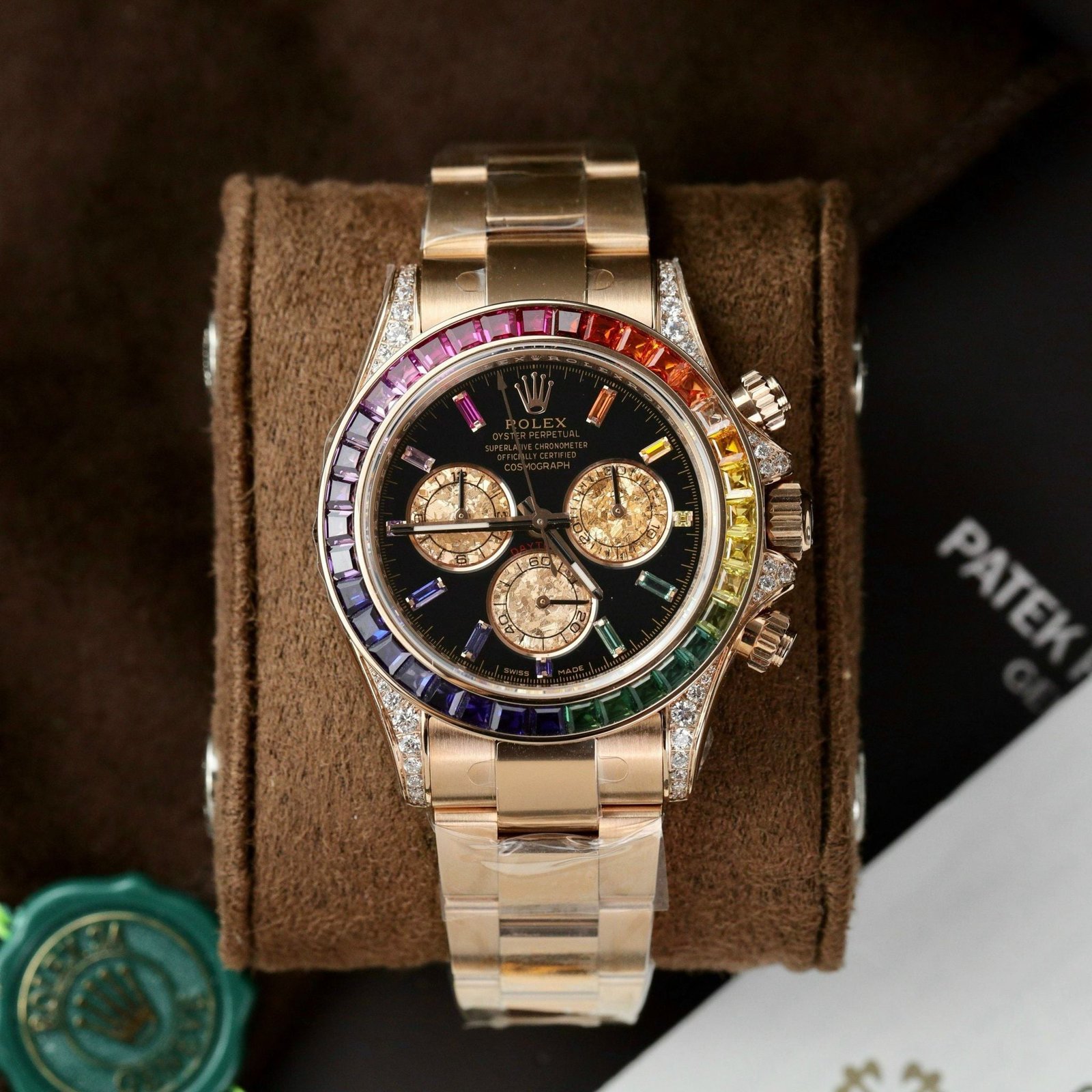 rolex daytona diamanten (rainbow) 40mm gold rolex daytona diamanten (rainbow) 40mm gold
